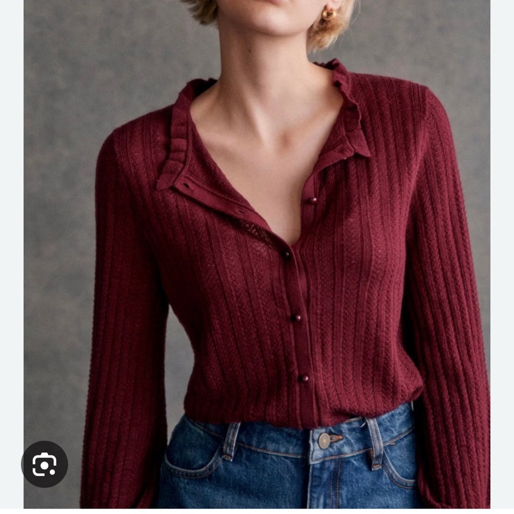 Sézane Louis Cardigan Small Burgundy